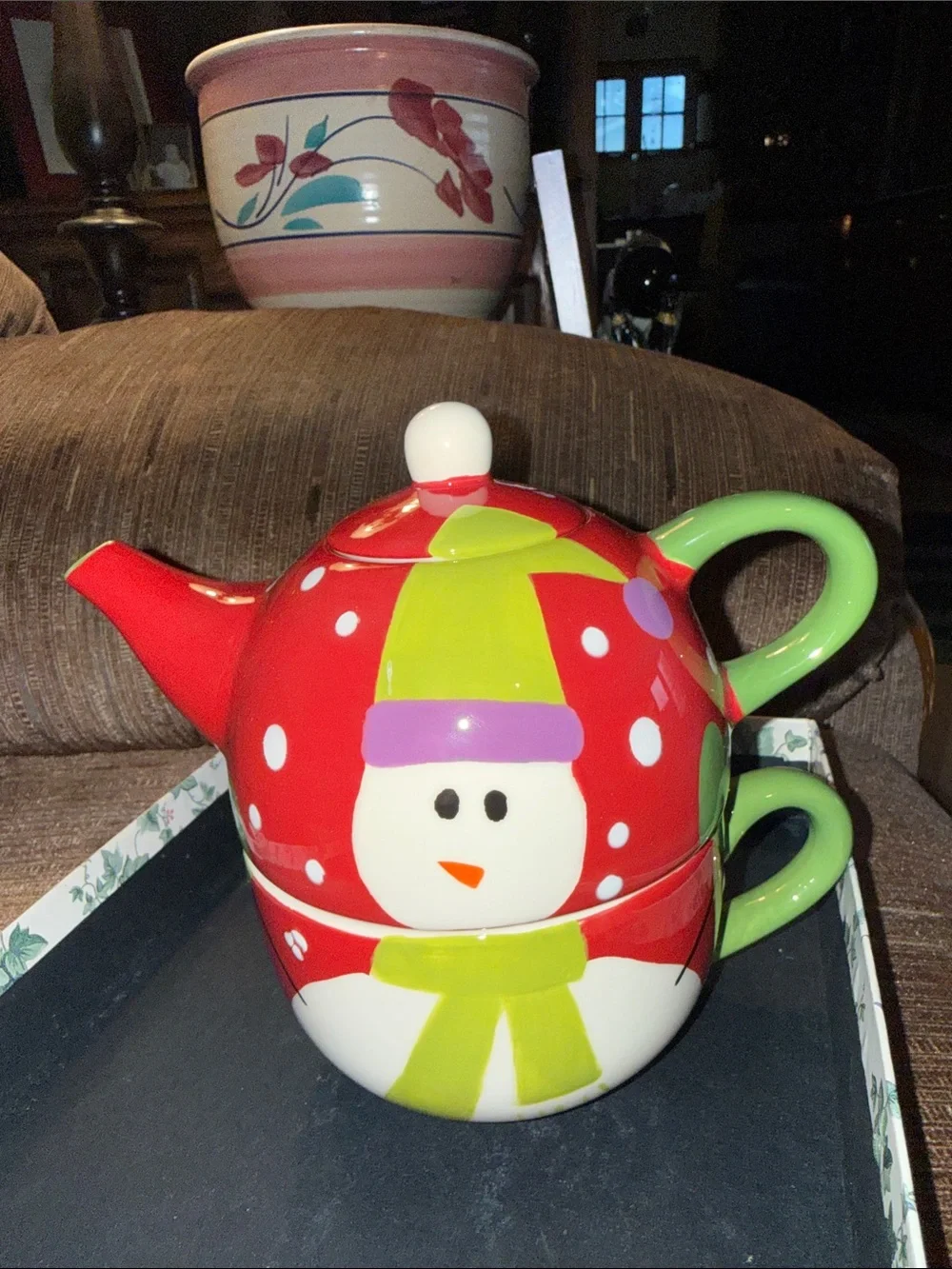 Pier 1 Imports Christmas Tea Pot & Mug “Tea for One”!!